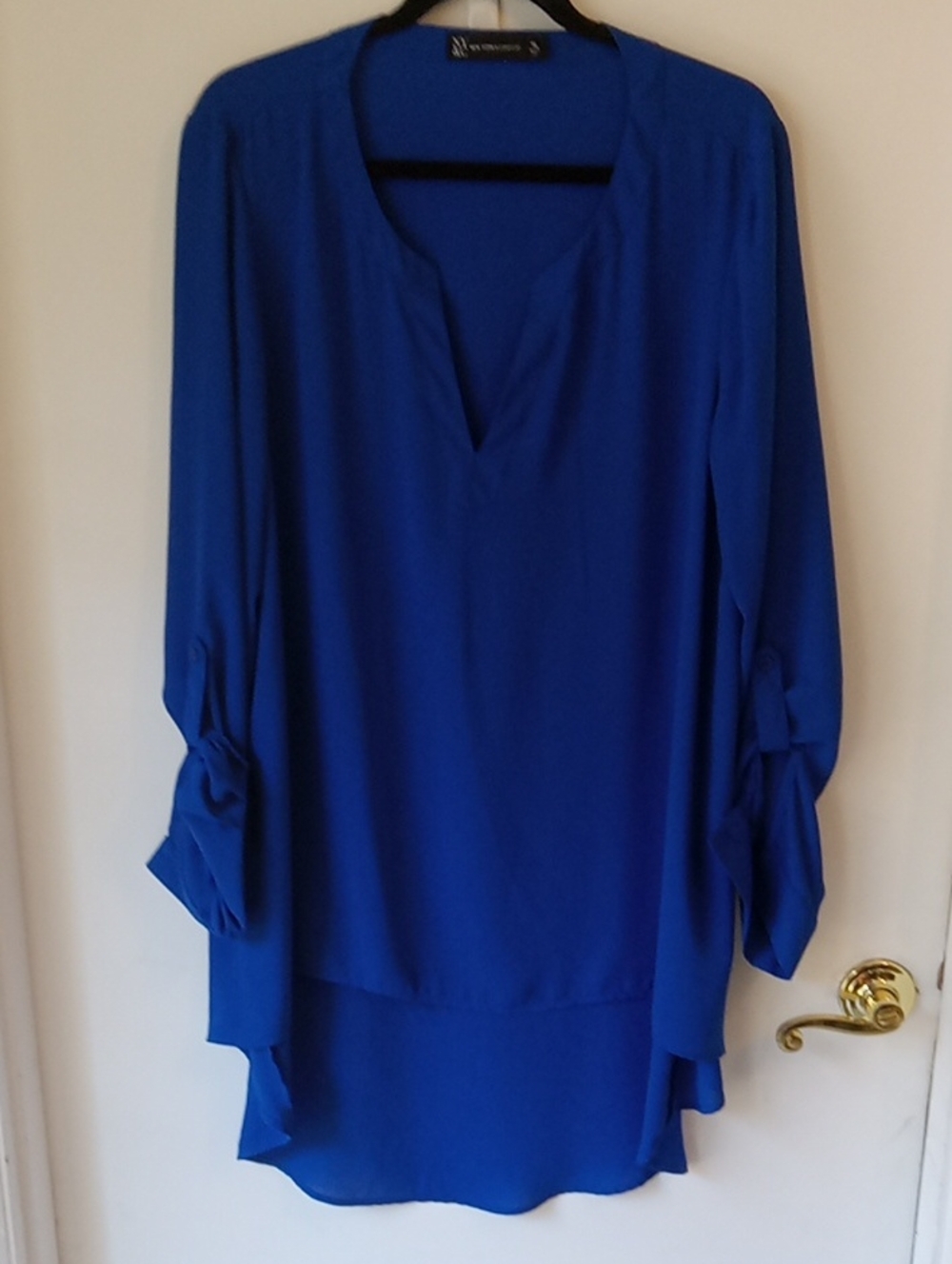 New York & Co. Royal Blue 3/4 Sleeve Tunic Top Size XL